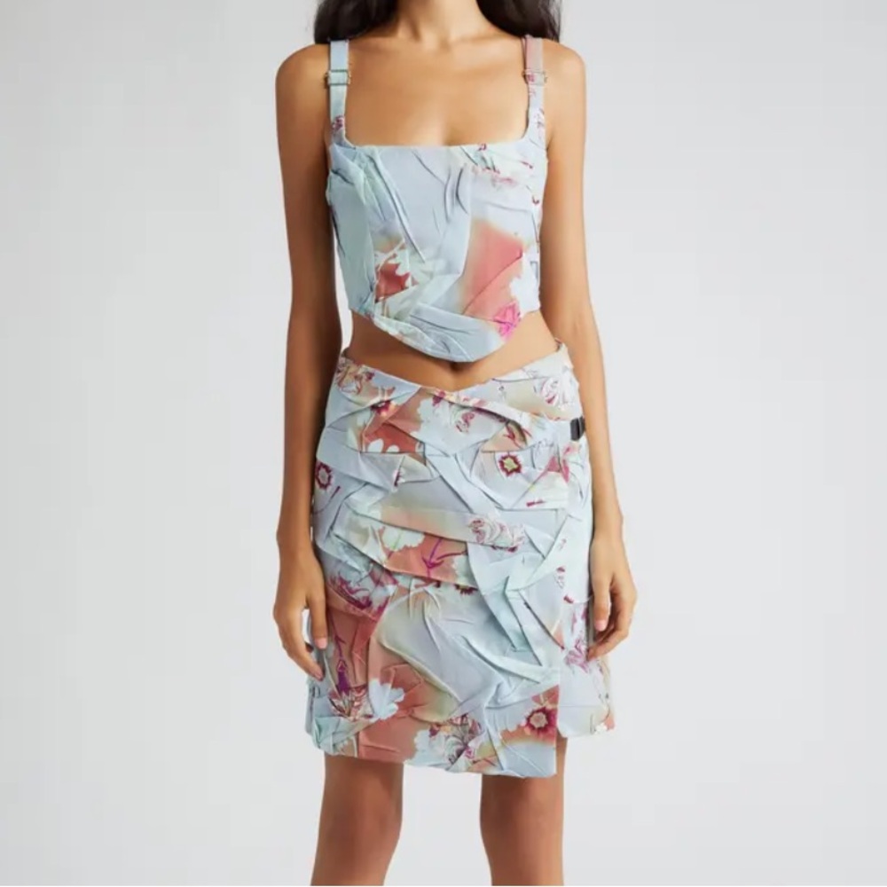 Julia Heuer Helmut Floral Crepe Crop Top ( small)